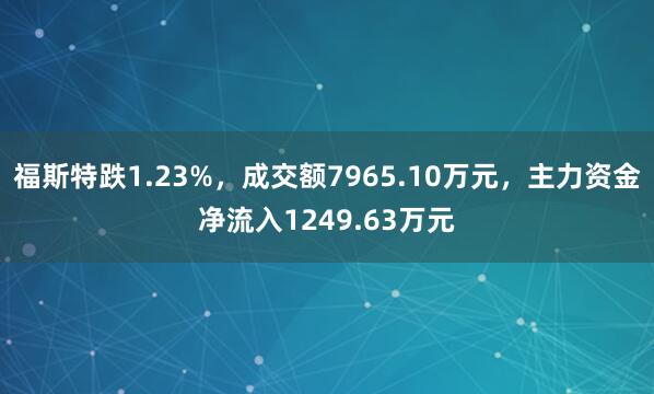福斯特跌1.23%,成交额7965.10万元,主力资金净流入1249.63万元