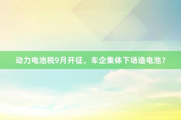 动力电池税9月开征，车企集体下场造电池？