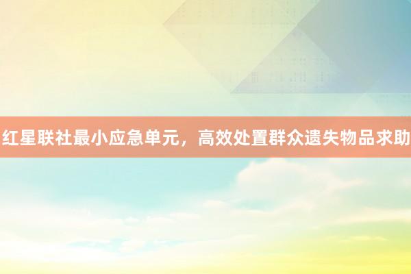 红星联社最小应急单元，高效处置群众遗失物品求助
