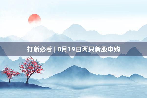 打新必看 | 8月19日两只新股申购