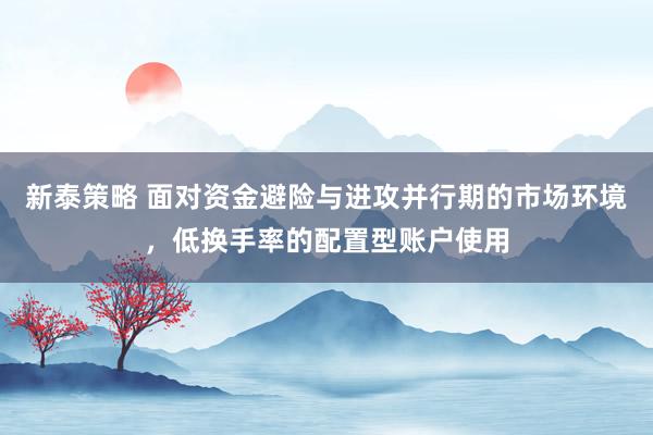 新泰策略 面对资金避险与进攻并行期的市场环境，低换手率的配置型账户使用