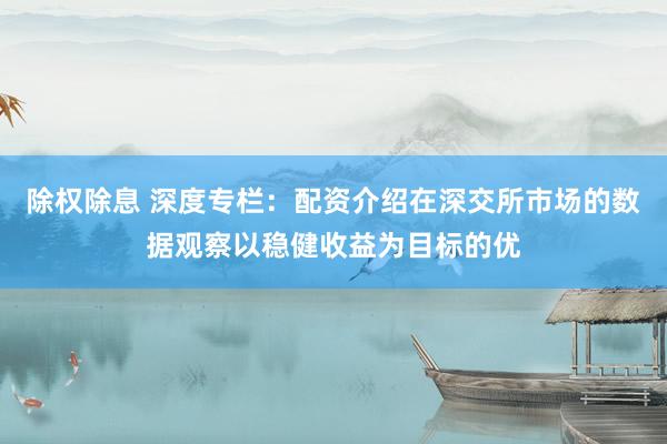 除权除息 深度专栏：配资介绍在深交所市场的数据观察以稳健收益为目标的优