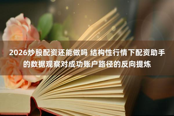 2026炒股配资还能做吗 结构性行情下配资助手的数据观察对成功账户路径的反向提炼
